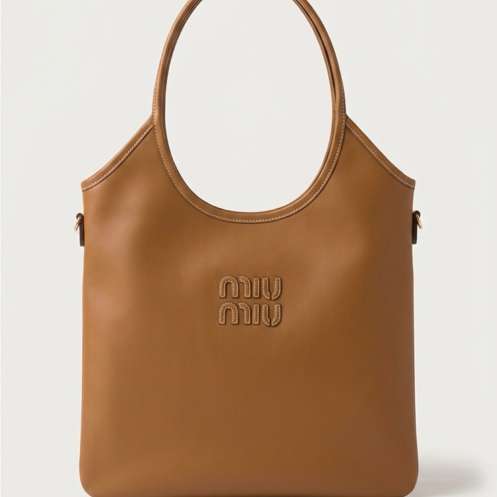 Miu Miu Tan Leather Hobo Tote